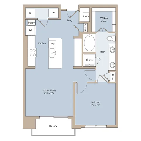 Live Oak 1x1 floor plan