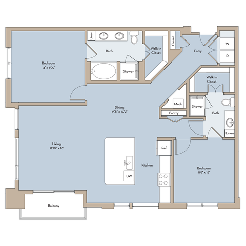 Oasis A 2x2 floor plan