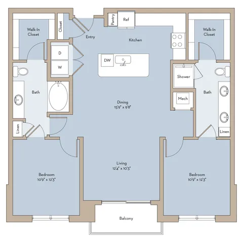 West Lake 2x2 floor plan