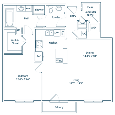 The Chilton (alt) 1x1 floor plan