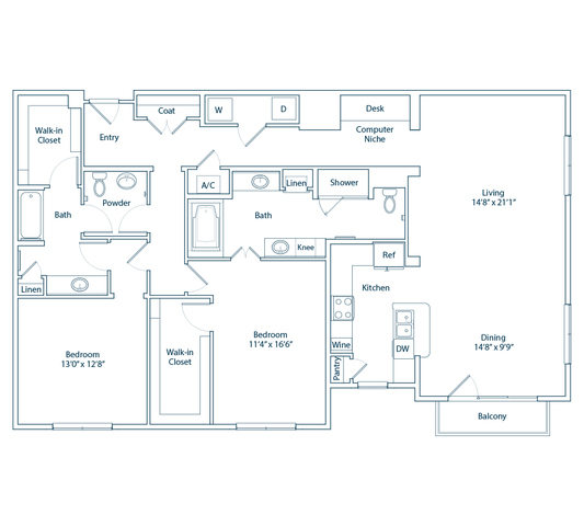 The Boulevard 2x2 floor plan