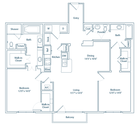 The Willowick 2x2 floor plan