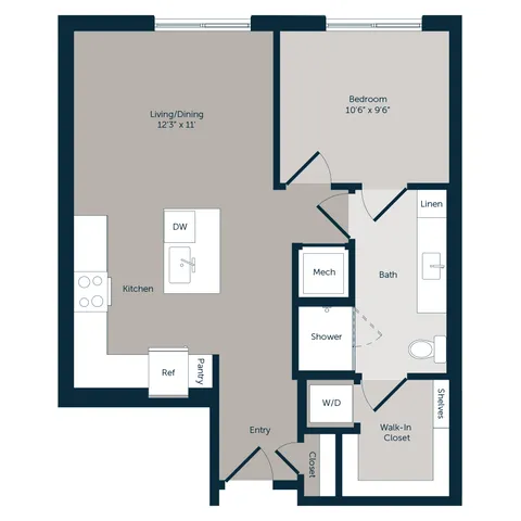 1 Bedroom Floor Plan | The Emory | Apartments in Plano, Texas