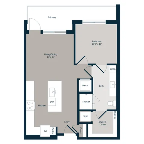 1 Bedroom Floor Plan | The Emory | Apartments in Plano, Texas