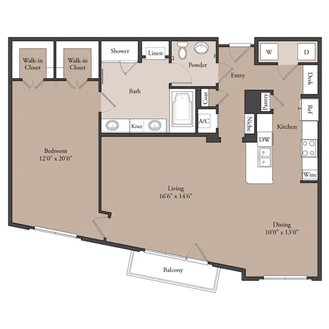The Avalon 1x1 Floor Plan