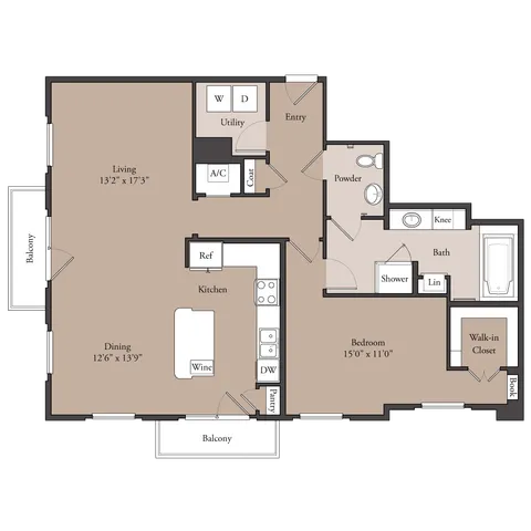 The Stanmore 1x1 floor plan