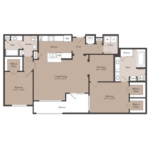 The Chevy Chase 2x2 floor plan