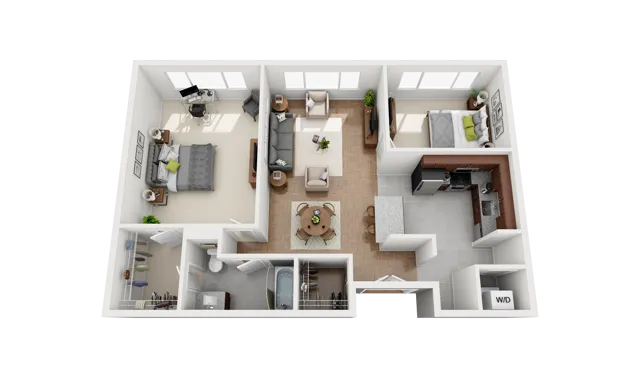 Floor Plan Layout for 2 Bedroom 1 Bathroom