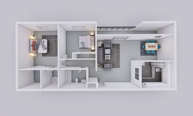 Flora Park 2 Bedroom 2.5 Bathroom Floor Plan Layout