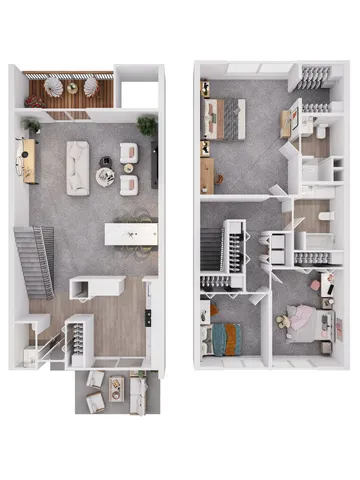 Floor Plan Layout for 3 Bedroom Townhome