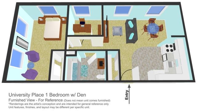 1 bedroom with den