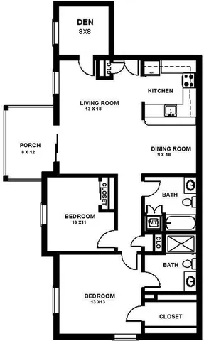 2 bedroom with den