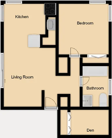1 bedroom w/den