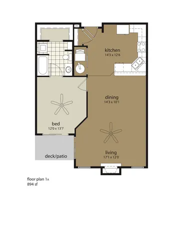 1 Bedroom Floor Plan | Providence Pointe | Johnston, Iowa
