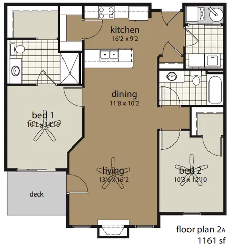 2 Bedroom Floor Plan | Providence Pointe | Johnston, Iowa