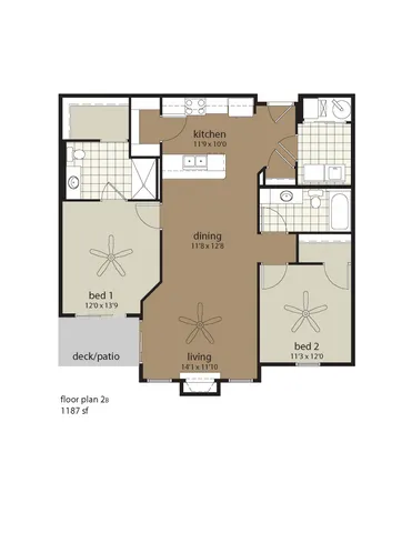 2 Bedroom Floor Plan | Providence Pointe | Johnston, Iowa
