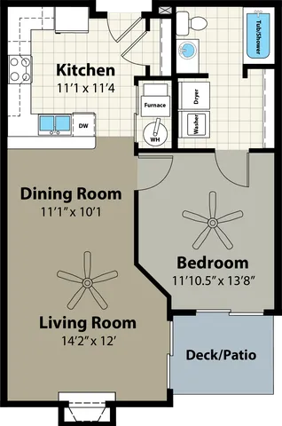 1 Bedroom Floor Plan | Providence Pointe | Johnston, Iowa
