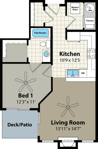 1 Bedroom Floor Plan | Providence Pointe | Johnston, Iowa