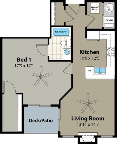 1 Bedroom Floor Plan | Providence Pointe | Johnston, Iowa