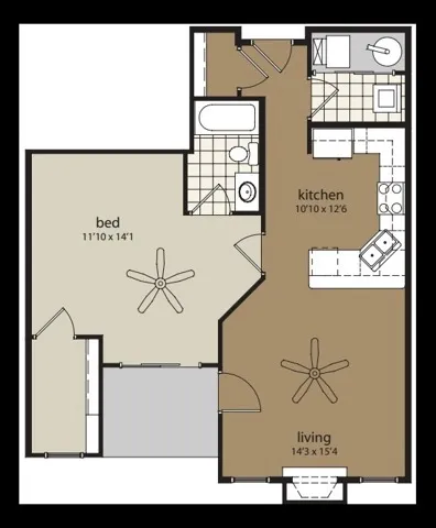 1 Bedroom Floor Plan | Providence Pointe | Johnston, Iowa