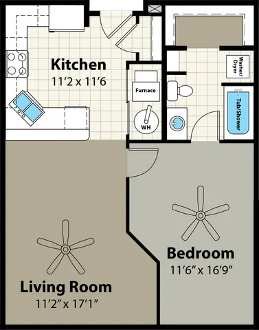 1 Bedroom Floor Plan | Providence Pointe | Johnston, Iowa