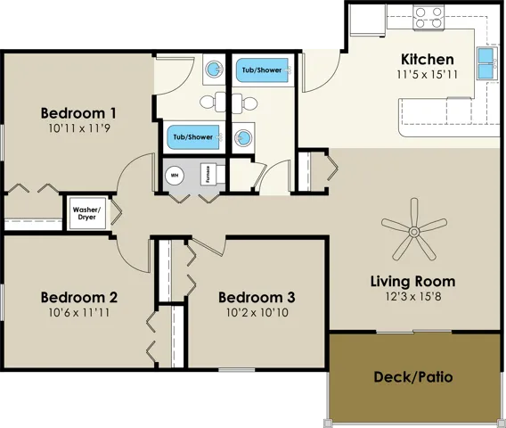 3BR/2BA - Corner