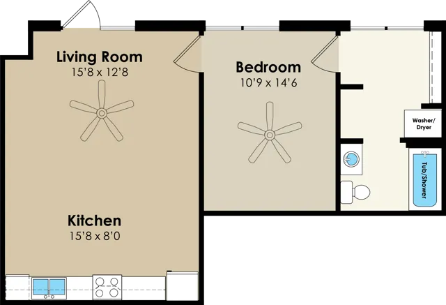 1 Bedroom Floor Plan | West Towne | Ames, Iowa