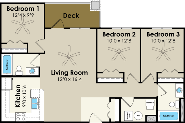 3 Bedroom Floor Plan | West Towne | Ames, Iowa