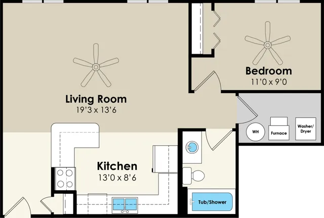 1 Bedroom Floor Plan | West Towne | Ames, Iowa