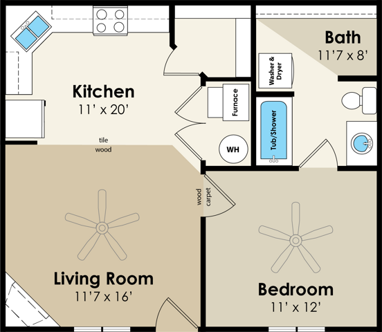 1BR 1BA