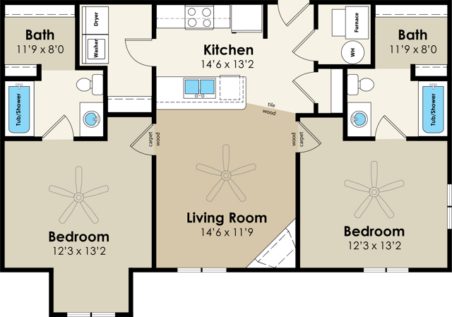 2BR 2BA
