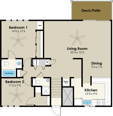2BR 2BA