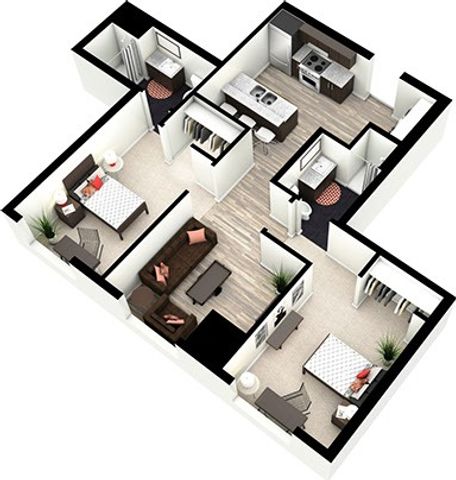 2 Bedroom Floor Plan | The Foundry | Ames, Iowa