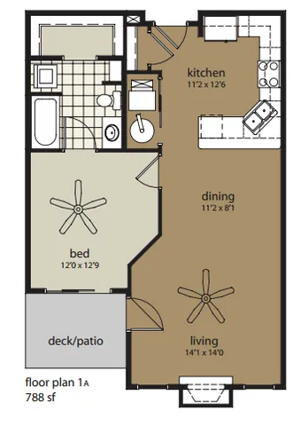1 Bedroom Floor Plan | Providence Pointe | Johnston, Iowa