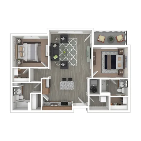 2 Bedroom Floor Plan | The Emory - Altoona | Altoona, Iowa