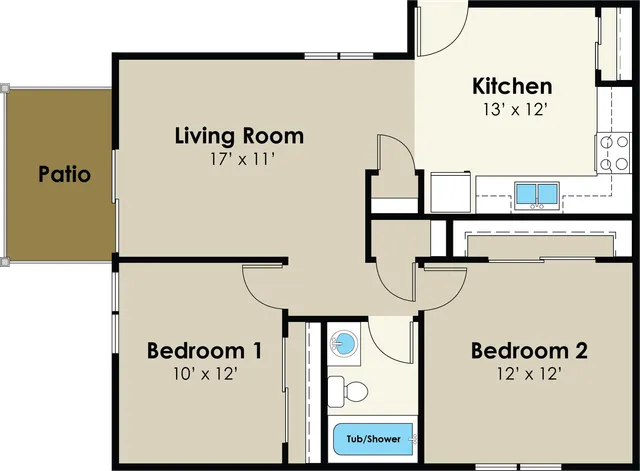 2 Bedroom Floor Plan | Gateway Hills | Ames, Iowa