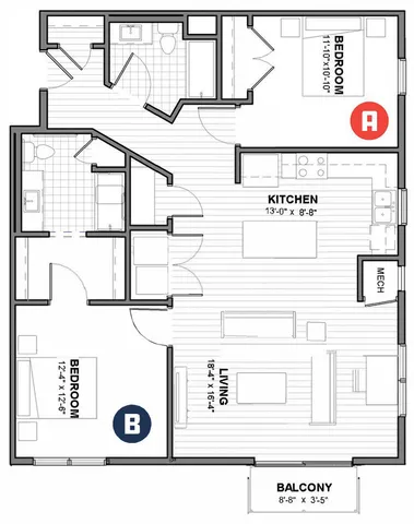 Navy 2X2 Floor Plan