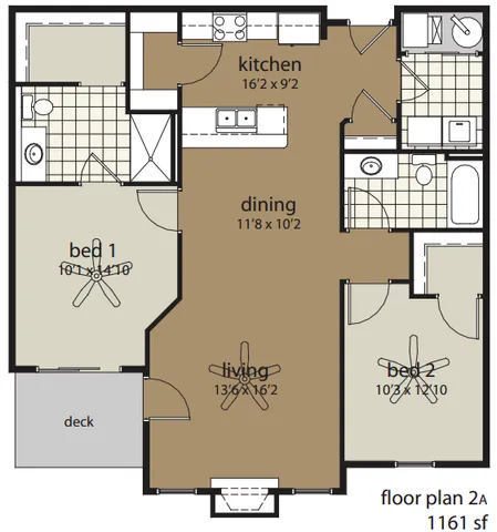 2 Bedroom Floor Plan | Providence Pointe | Johnston, Iowa