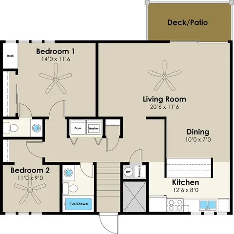 2 bdrm 1.5 bath - 116 McDonald - Vaulted Ceiling