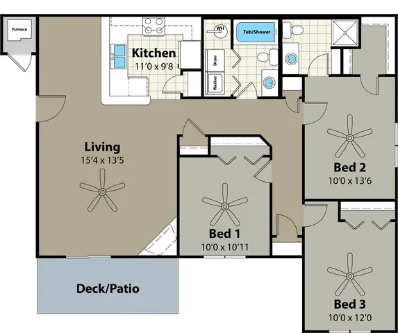 3 Bedroom Floor Plan | Reserve at Glenstone