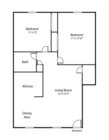 2 bed floor plan at The Cloverleaf Apartments