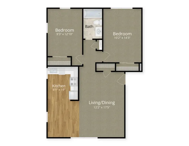 2 bedroom layout at donna ann apartments in prospect park pa