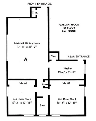Garden House Apartments Two Bedroom A Tier Floor Plan.