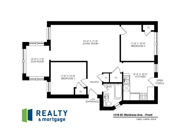 1258 W. Montrose Two Bedroom Floor Plan.