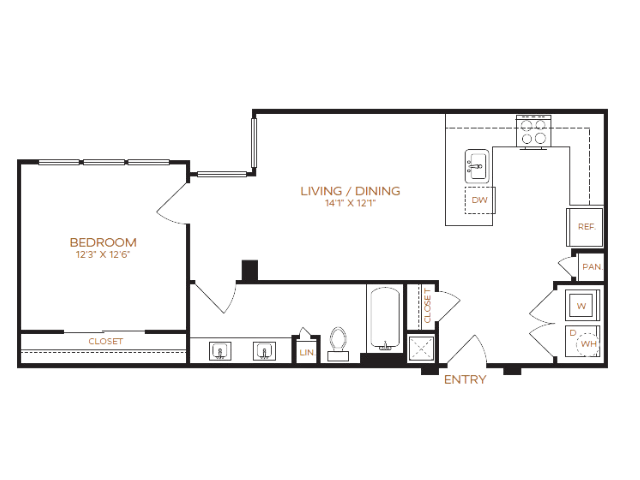 1 Bedroom | 1 Bathroom | 750 Sq. Ft.