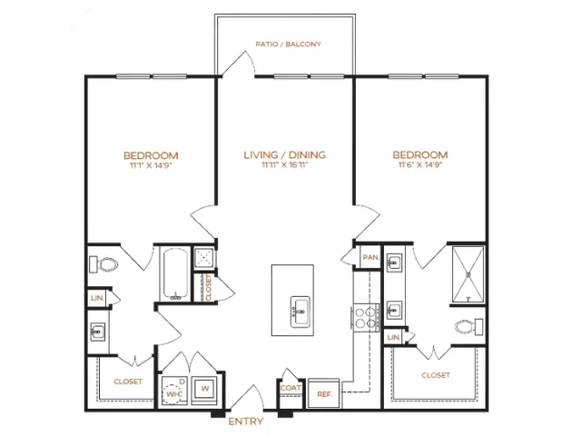 2 Bedroom | 2 Bathroom | 1080 Sq. Ft.