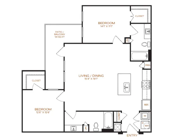 2 Bedroom | 2 Bathroom | 1081 Sq. Ft.