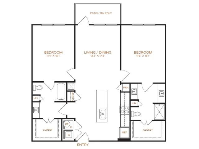 2 Bedroom | 2 Bathroom | 1134 Sq. Ft.