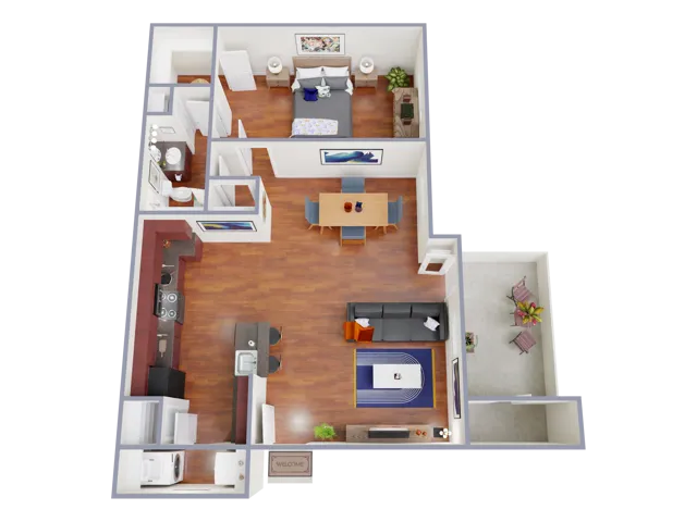 A1140 Floorplan: 1 Bedroom, 1 Bathroom