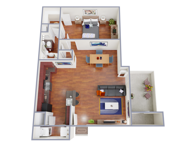 A180 Floorplan: 1 Bedroom, 1 Bathroom